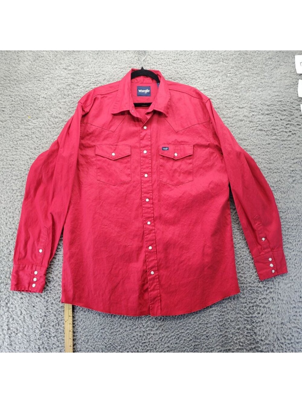 Wrangler Shirt Mens XLT Red Western Pearl Snap Cotton Long Sleeve Casual